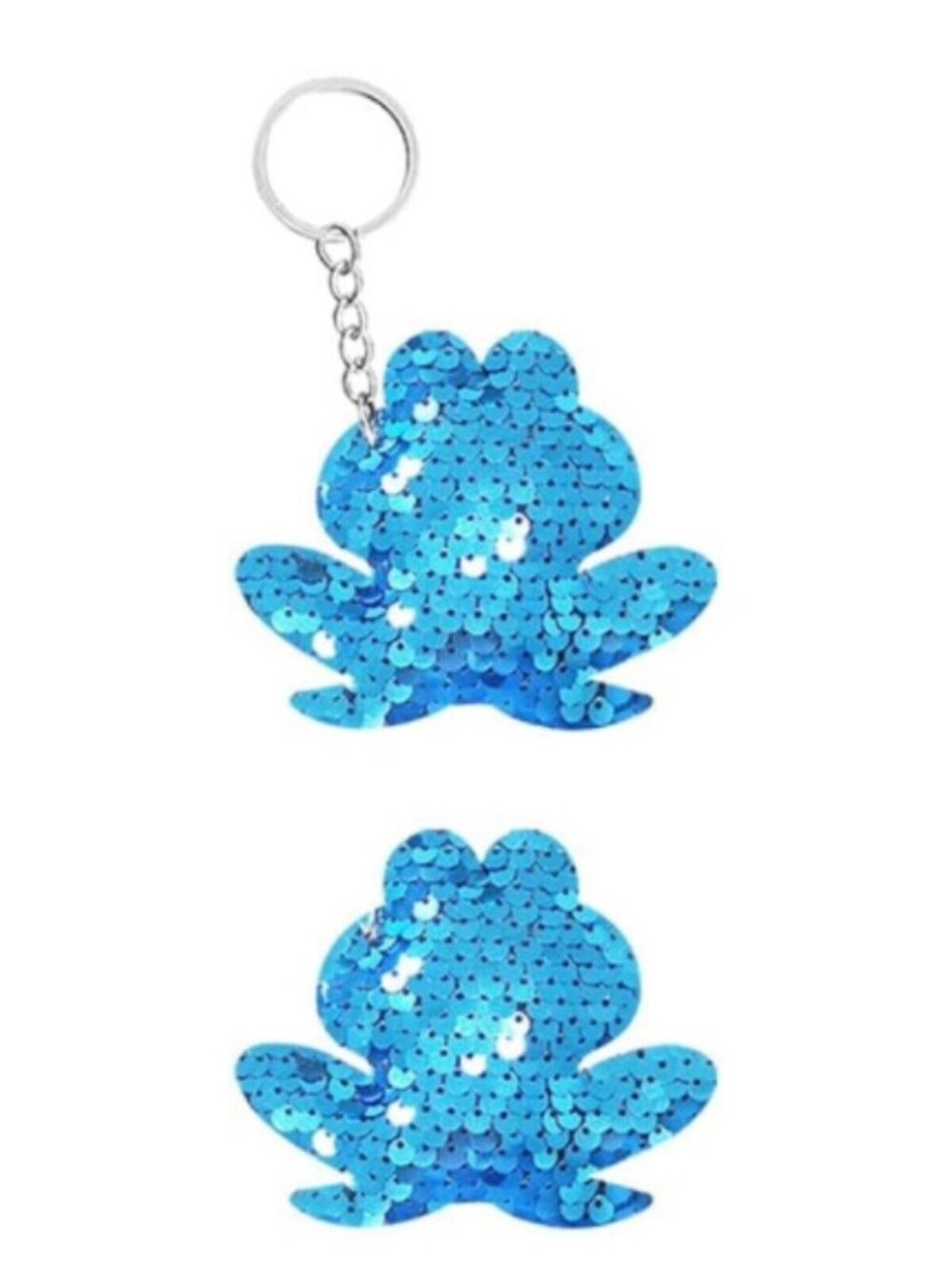 3" Flip Sequin Frog Keychain Blue Silver Kids Backpack NEW Plush Gift Keys Charm